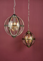 Vanessa 3 Light Pendant Antique Brass And Clear