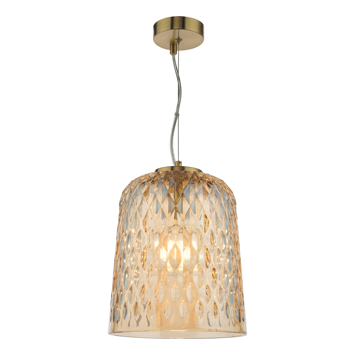 Varius Pendant Natural Brass and Amber Glass