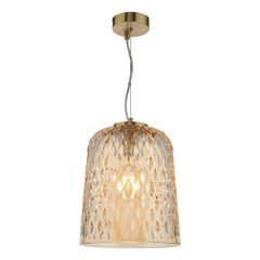 Varius Pendant Natural Brass and Amber Glass
