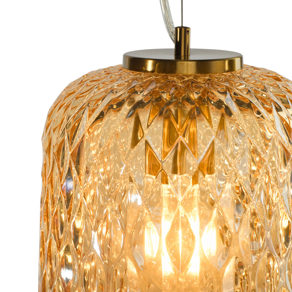Varius Pendant Natural Brass and Amber Glass
