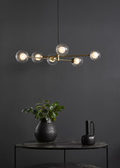 Vignette 6 Light Pendant Aged Brass With Clear/Opal Glass