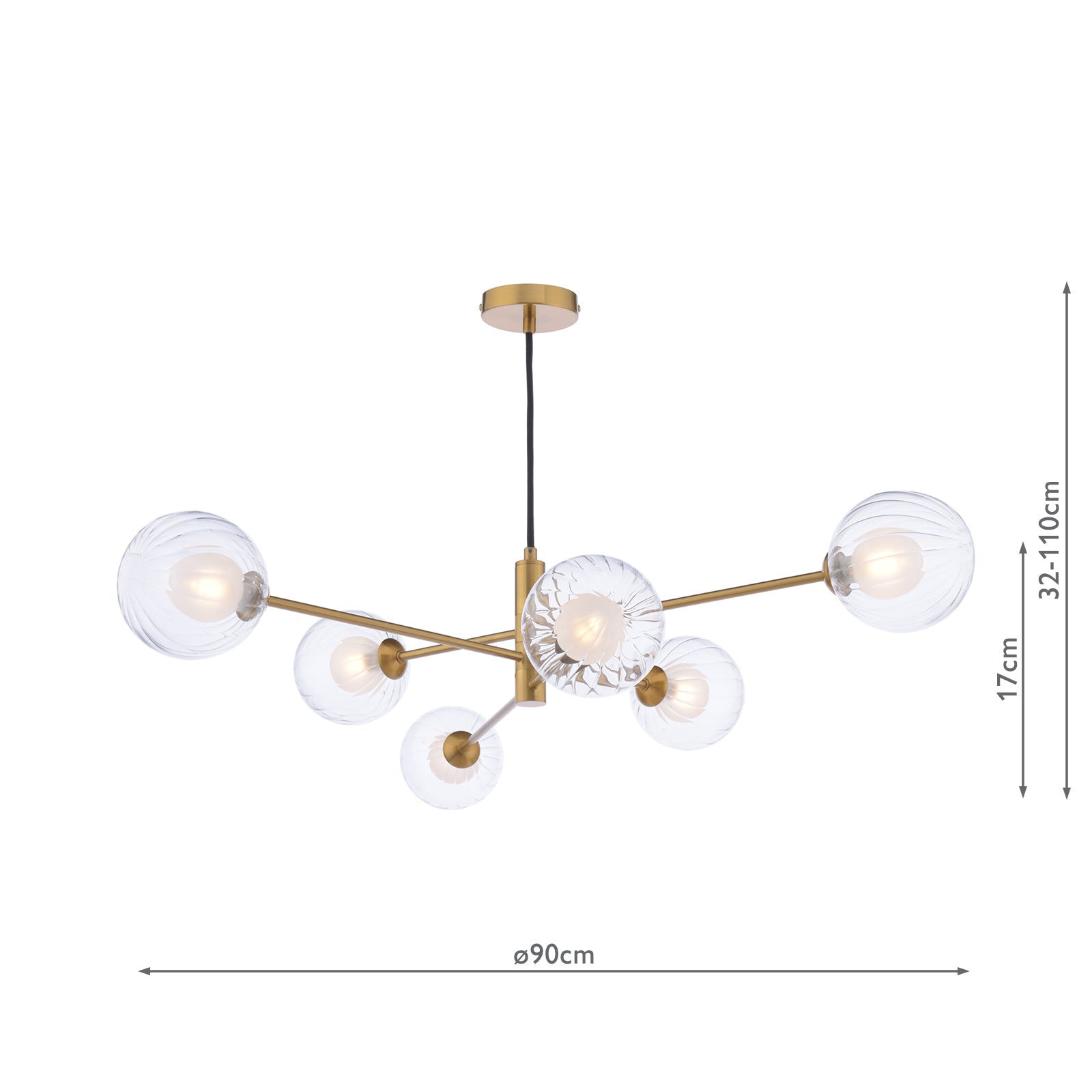 Vignette 6 Light Pendant Aged Brass With Clear/Opal Glass