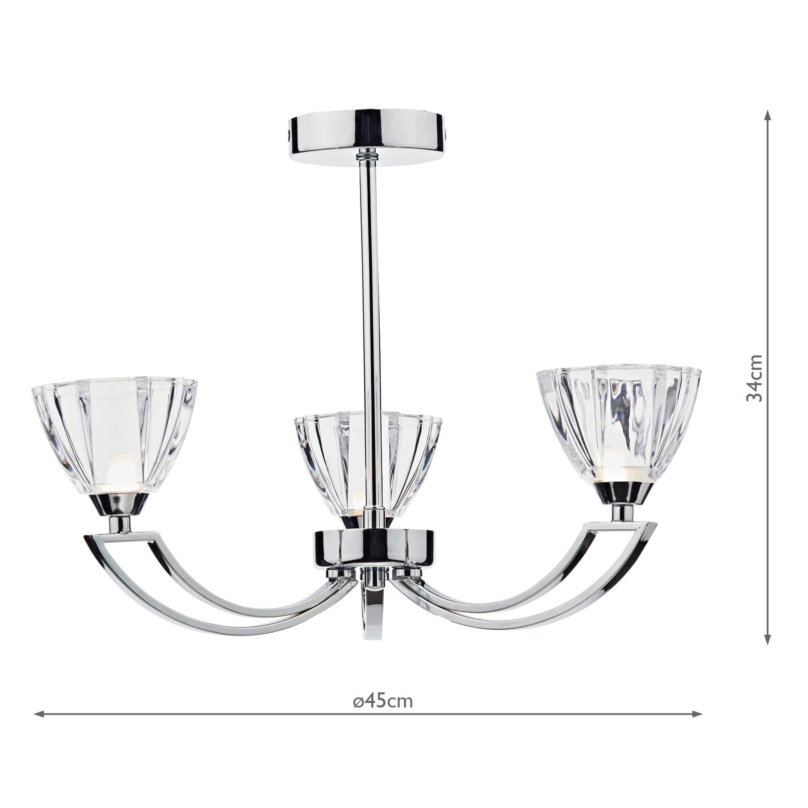 Vito 3 Light Semi Flush Polished Chrome