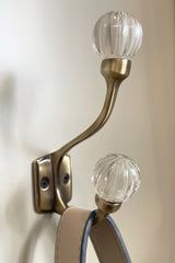 Laura Ashley Vivien Glass Double Hook Pair Antique Brass