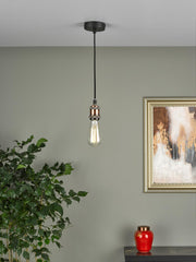 Waco 1 Light E27 Suspension Antique Copper Matt Black