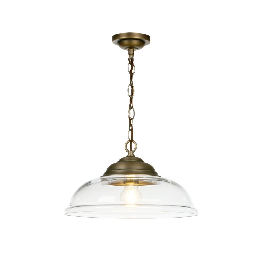 David Hunt Lighting Webster Pendant Clear Glass Antique Brass   WEB0175