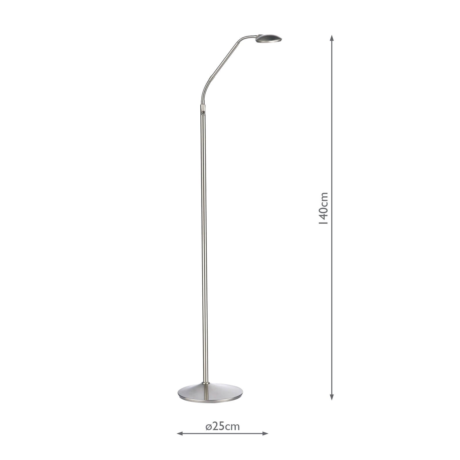 Wellington Task Floor Lamp Satin Chrome LED