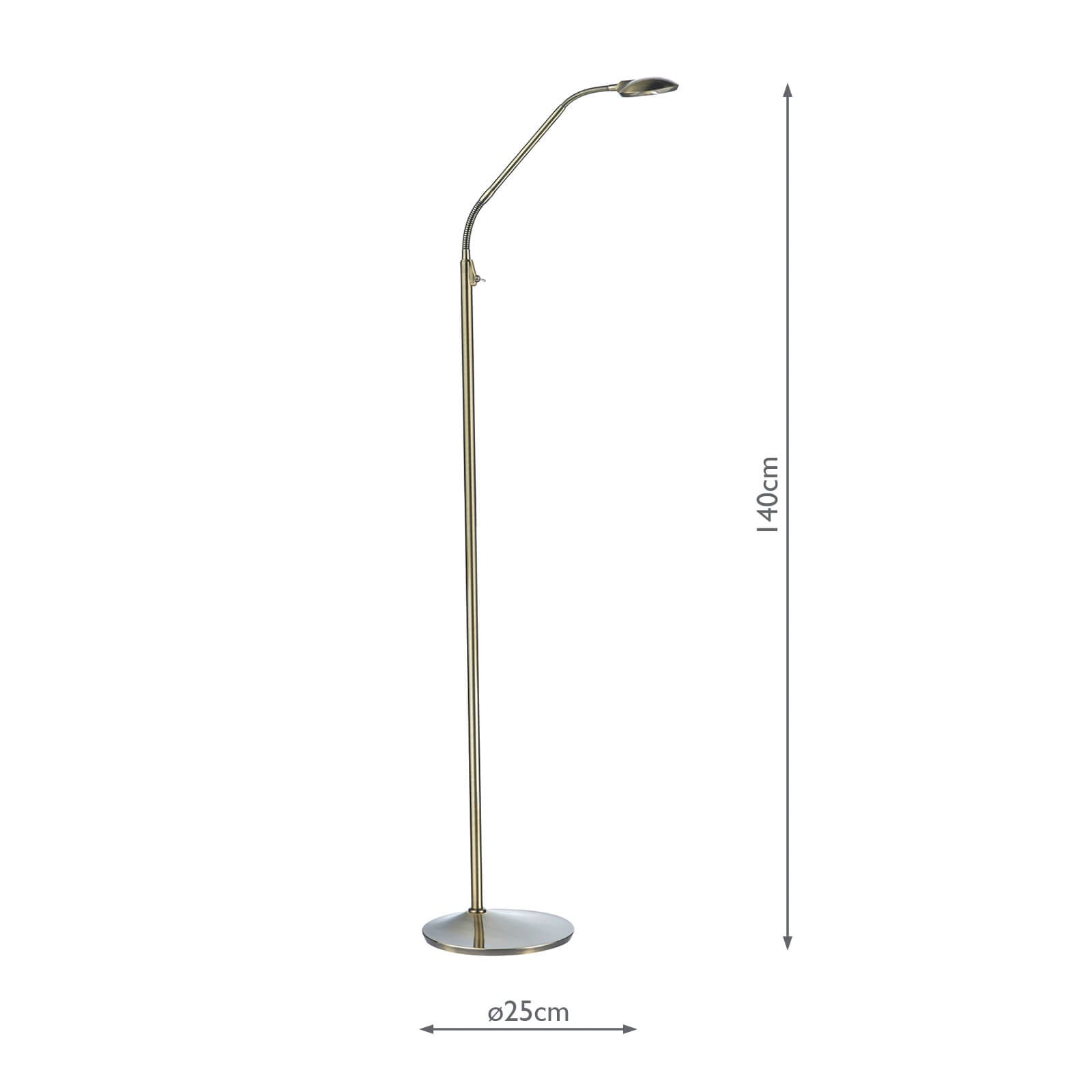 Wellington Task Floor Lamp Antique Brass LED