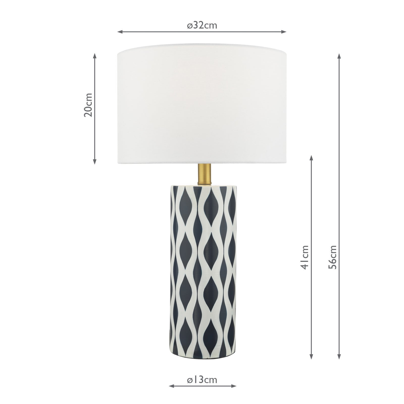 Weylin Table Lamp Blue And White Ceramic With Shade