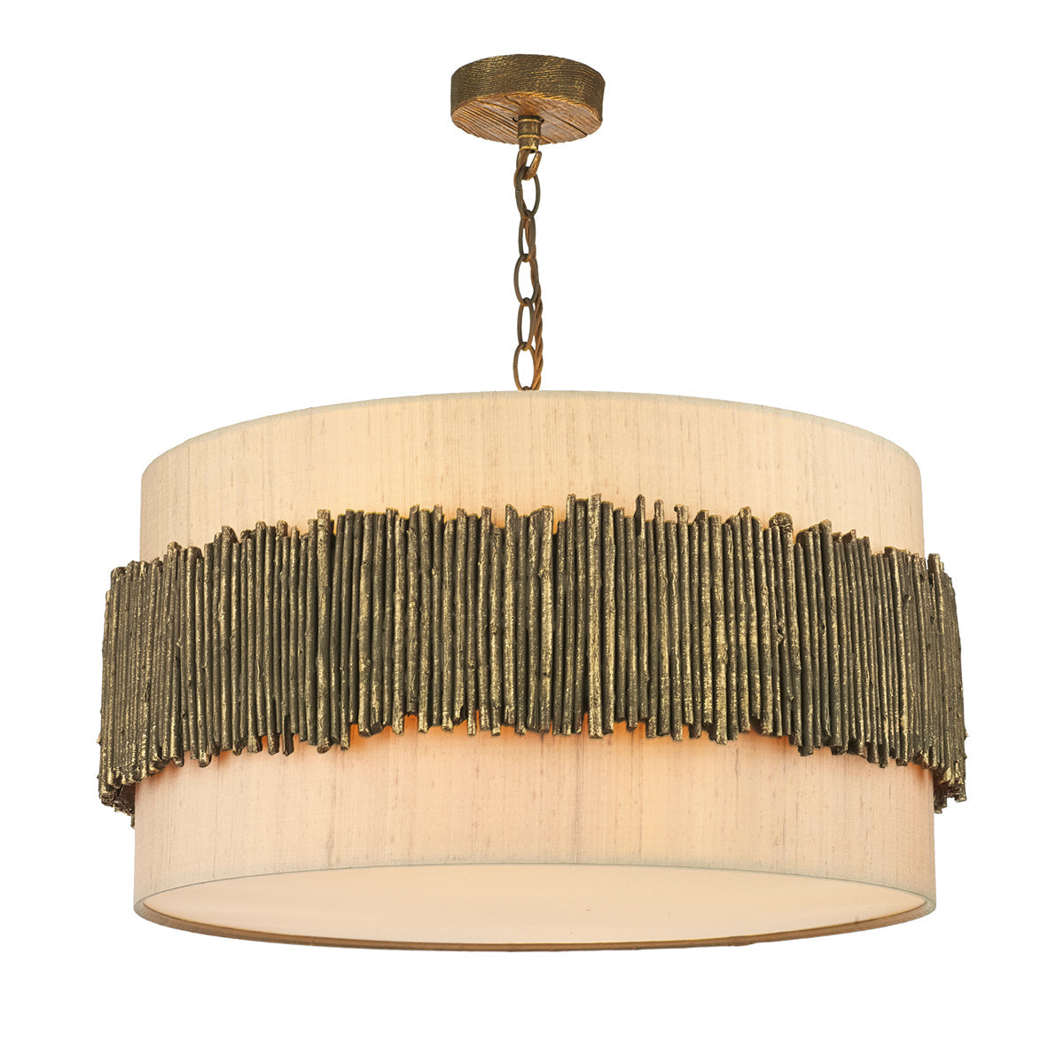 David Hunt Lighting Willow Pendant WIL0431 Gold Cocoa Taupe Shade Cotton Diffuser