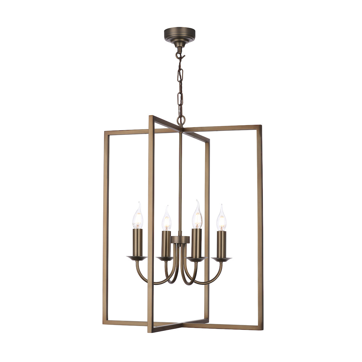 Windsor 4 light Pendant in Antique Brass