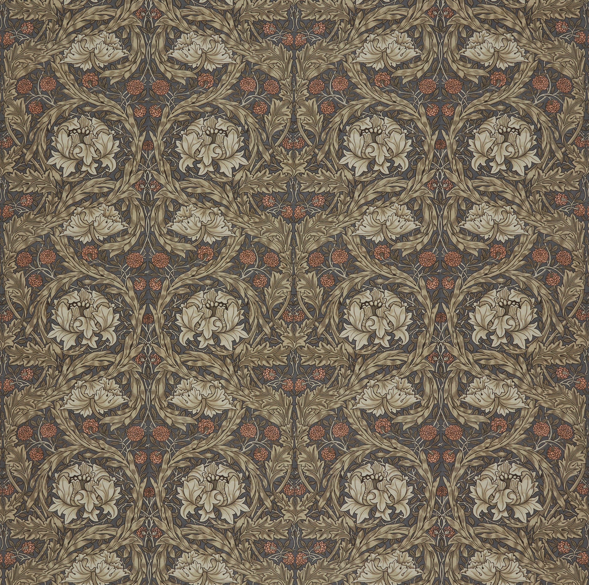 William Morris at Home Fabric African Marigold Velvet Walnut