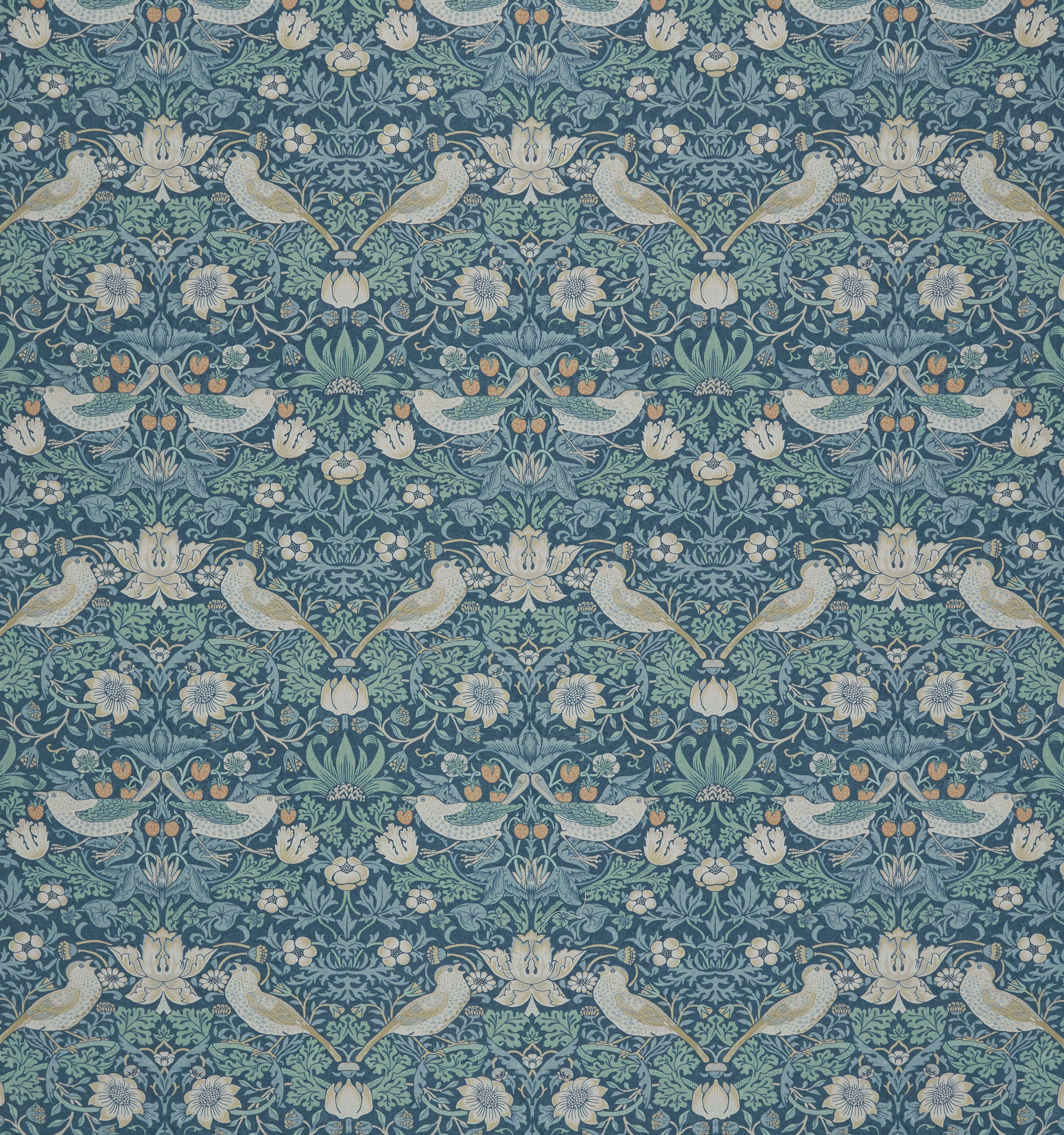 William Morris at Home Fabric Strawberry Thief Woad