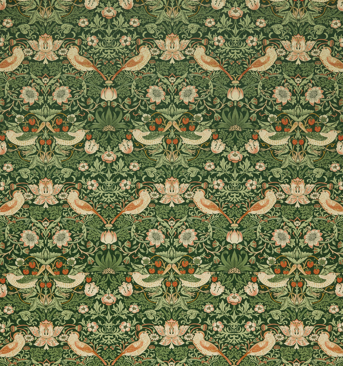 William Morris at Home Fabric Strawberry Thief Velvet Nettle