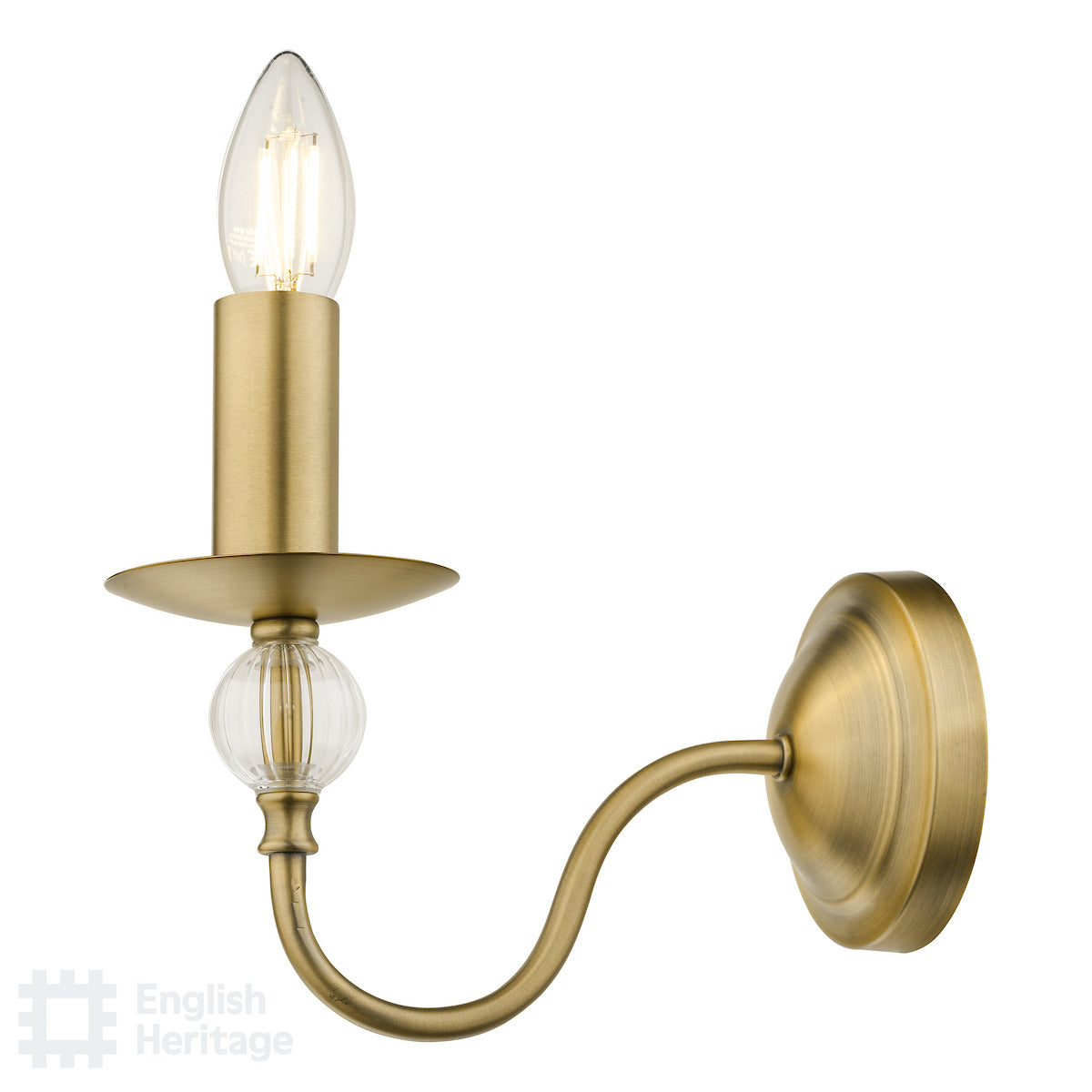 English Heritage Wrest Park Wall Light Aged Brass and Ribbed Glass