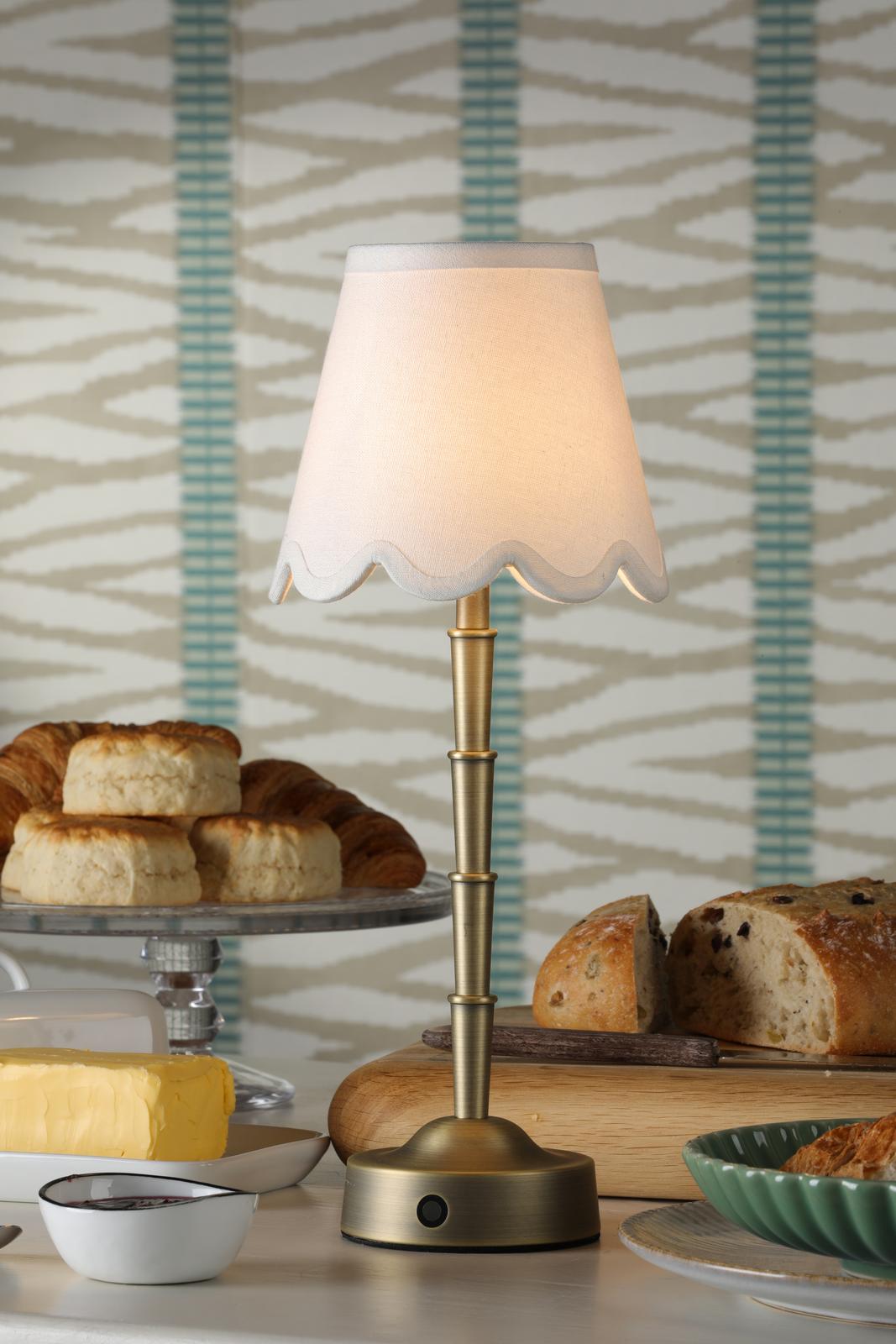 Wyman Rechargeable Table Lamp Matt Antique Brass Base Only LED