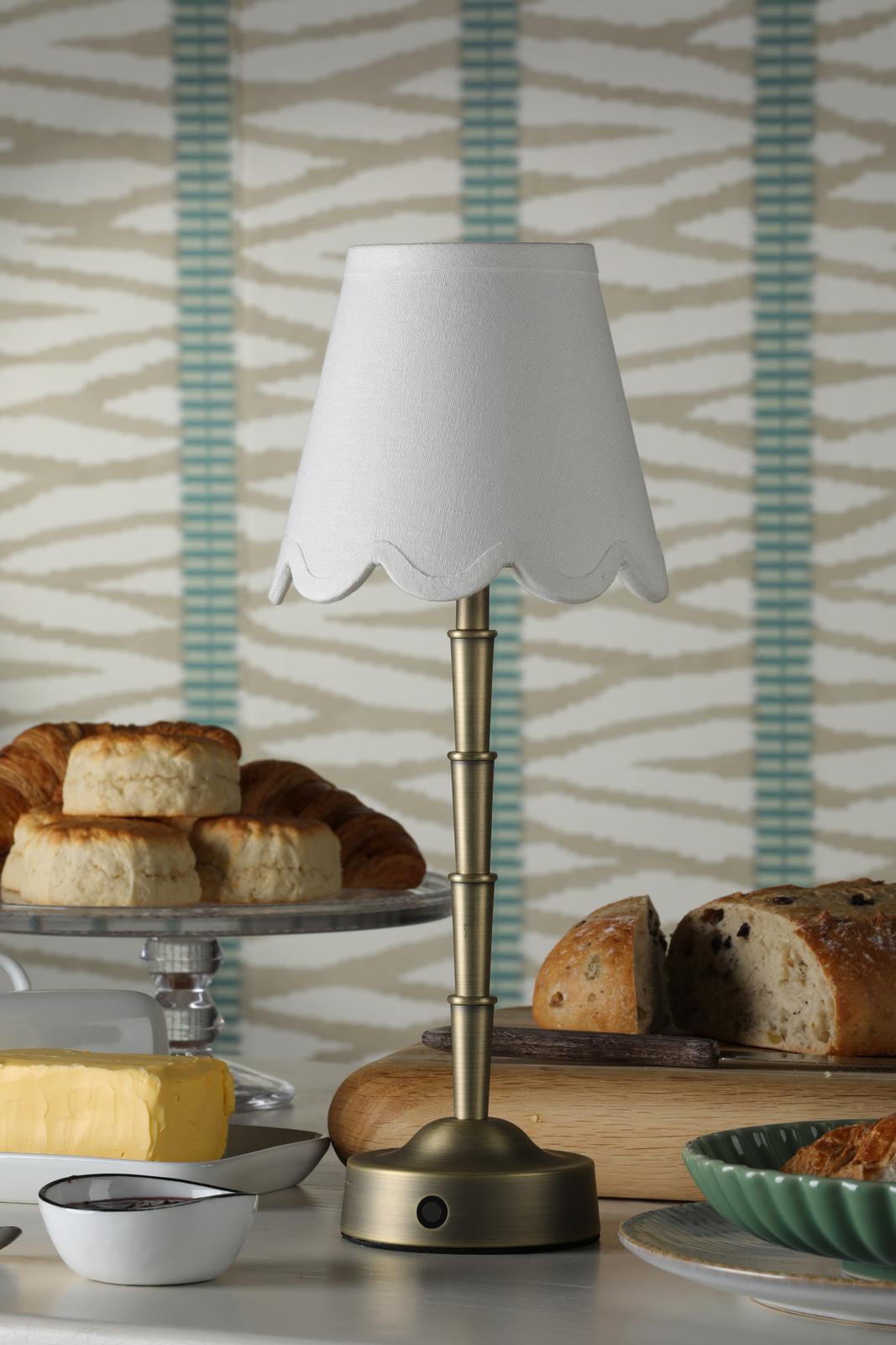 Wyman Rechargeable Table Lamp Matt Antique Brass Base Only LED