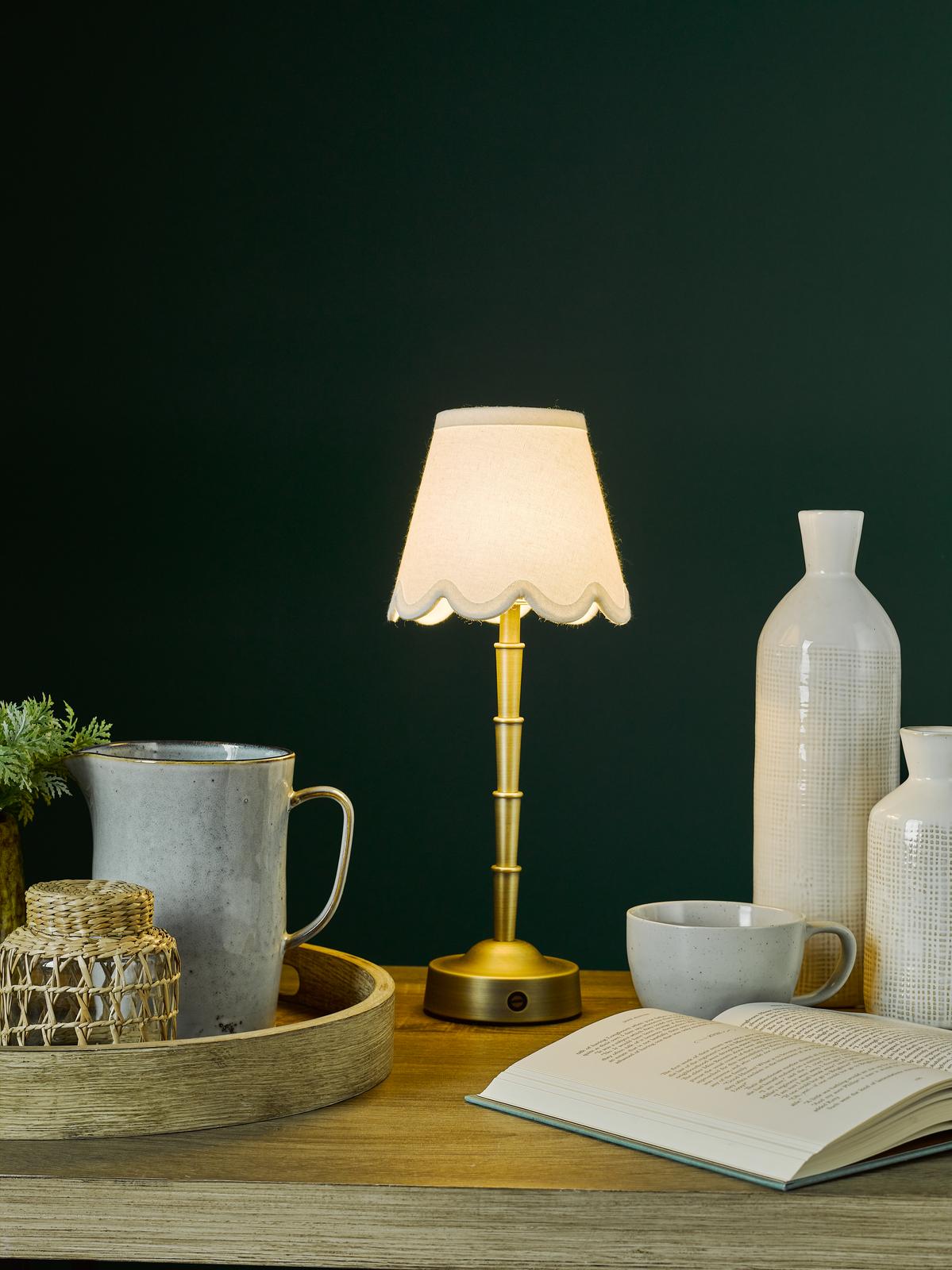 Wyman Rechargeable Table Lamp Matt Antique Brass Base Only LED
