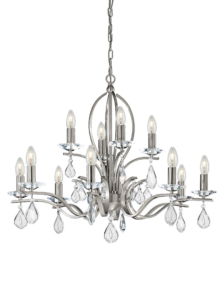 Franklite, Willow 12 light Fitting. Satin Nickel