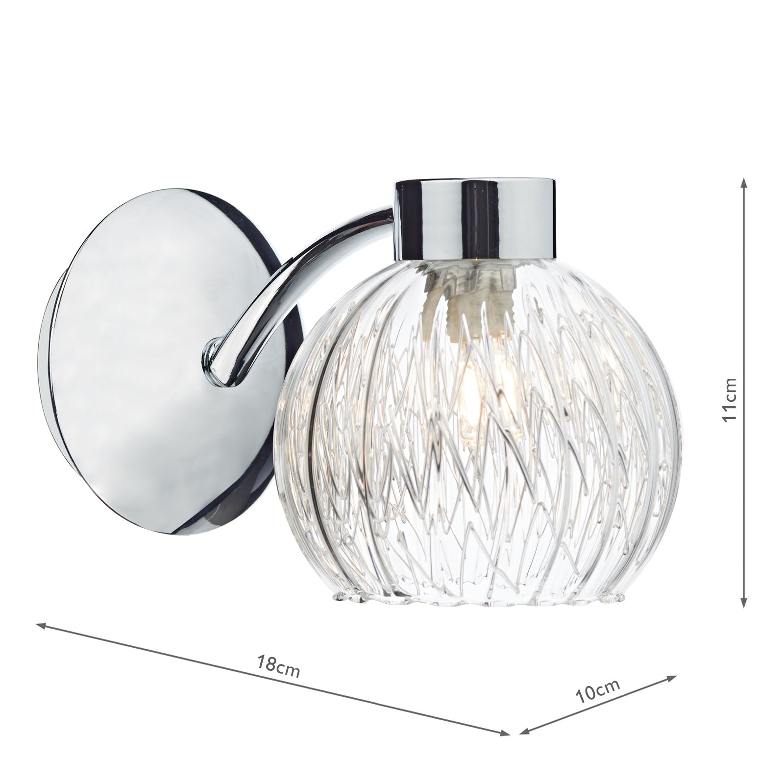 Yasmin Wall Light Polished Chrome and Ribbed Glass