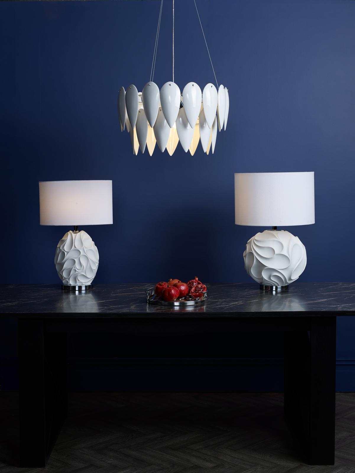 Zachary Oval Table Lamp White With Shade