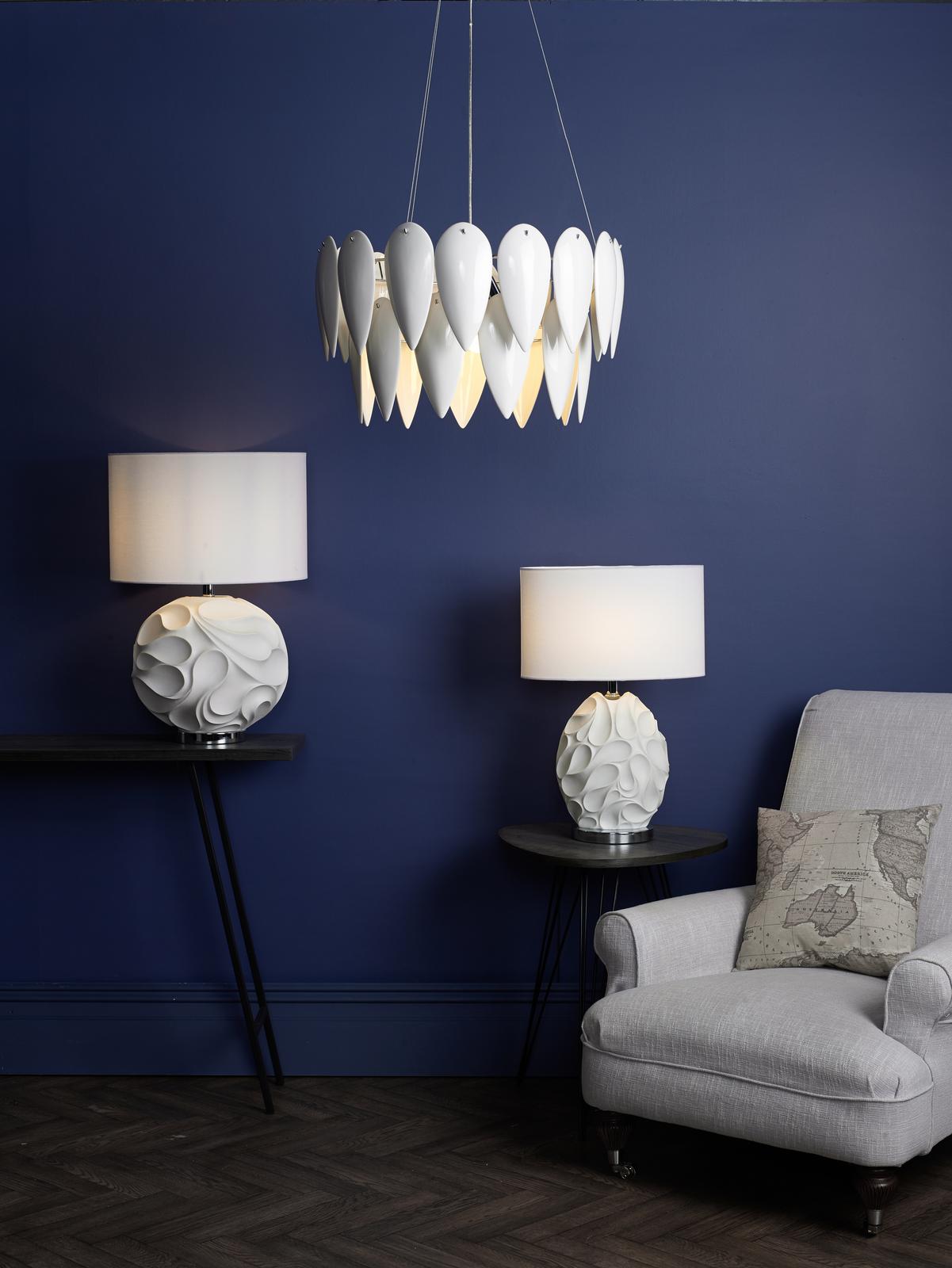 Zachary Oval Table Lamp White With Shade