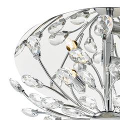 Zafir 3 Light Flush Polished Chrome Crystal