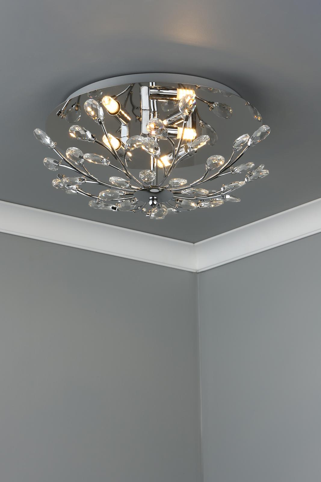 Zafir 3 Light Flush Polished Chrome Crystal