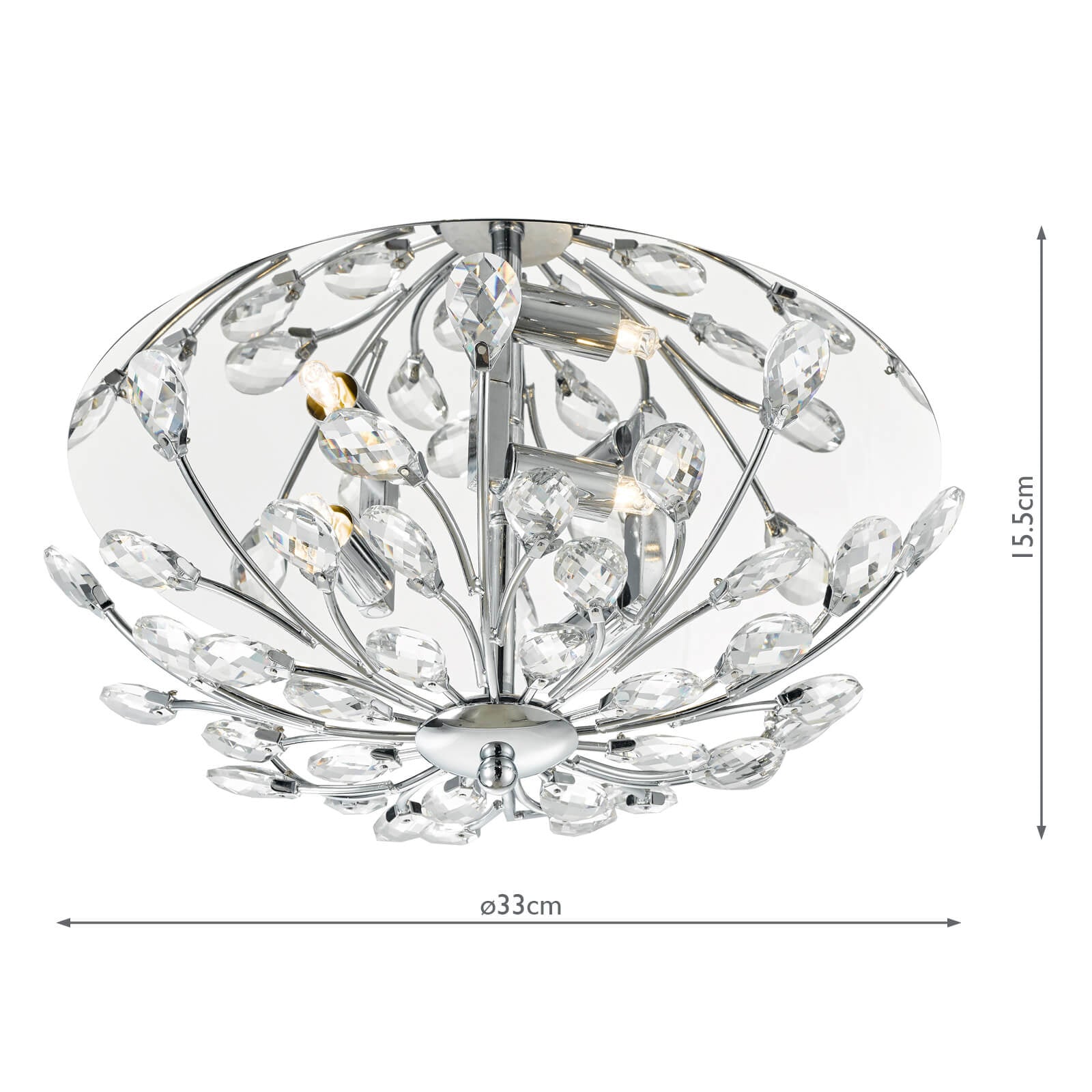Zafir 3 Light Flush Polished Chrome Crystal