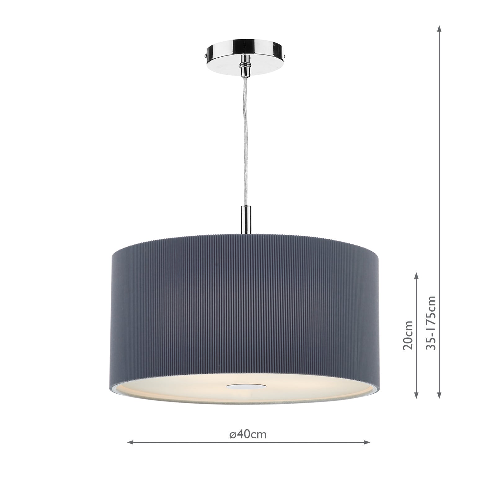 Zaragoza 3 Light Pendant Grey 40cm