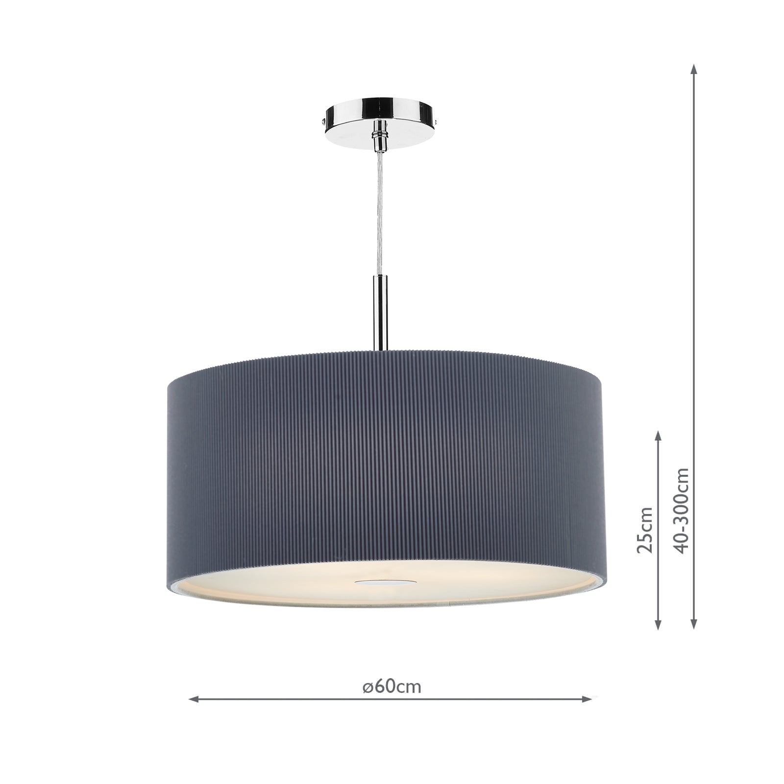 Zaragoza 3 Light Pendant Grey 60cm