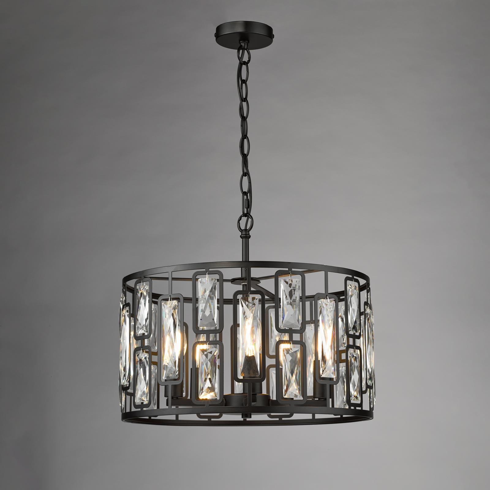 Zoelle 5 Light Pendant Matt Black and Crystal