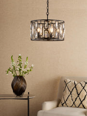 Zoelle 5 Light Pendant Matt Black and Crystal