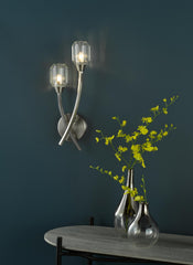 Zonda 2 Light Wall Light Brushed Nickel and Crystal