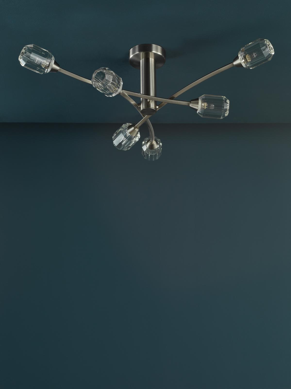 Zonda 6 Light Semi-Flush Brushed Nickel and Crystal