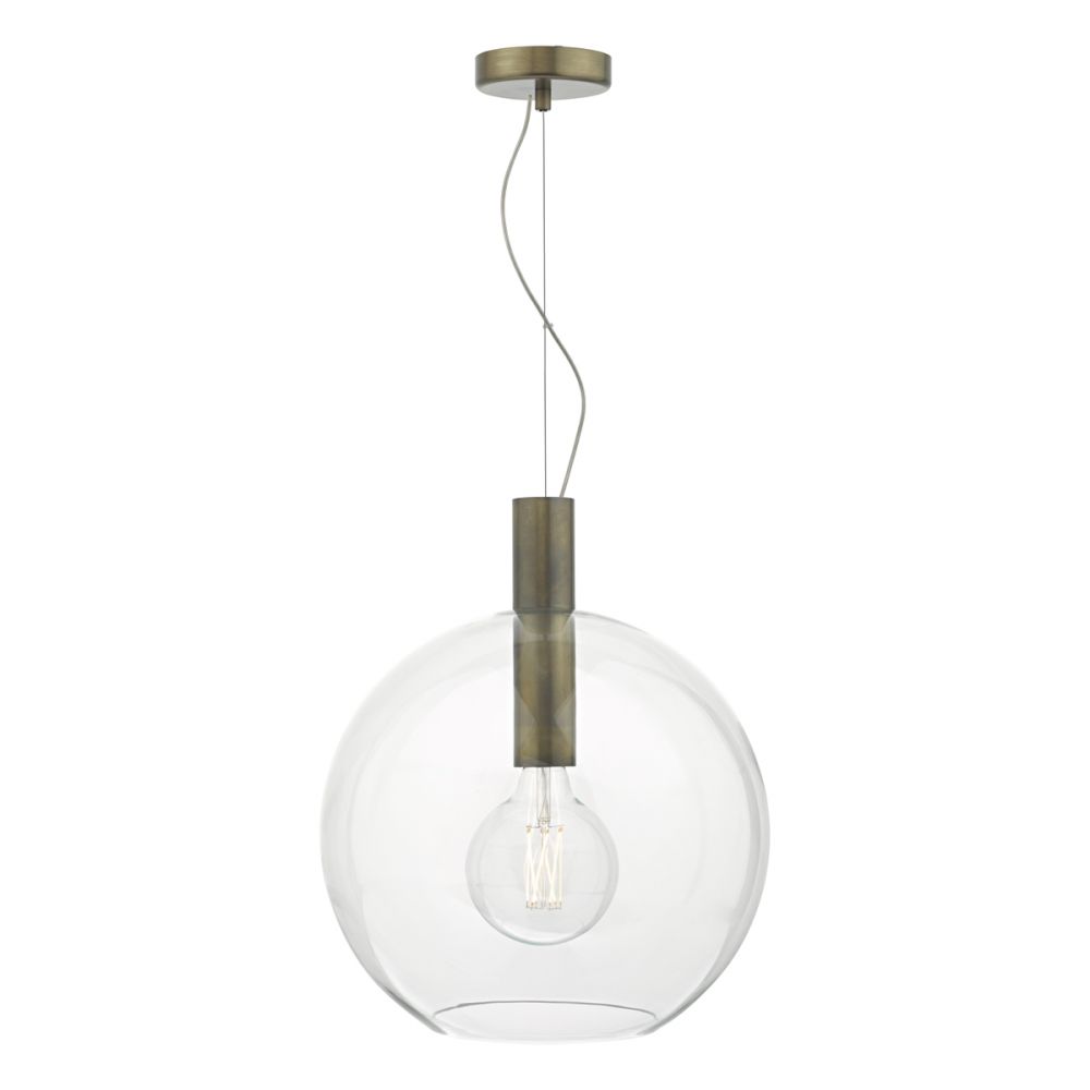 Zula 1 Light Single Pendant Aged Bronze, Clear Glass dar lighting