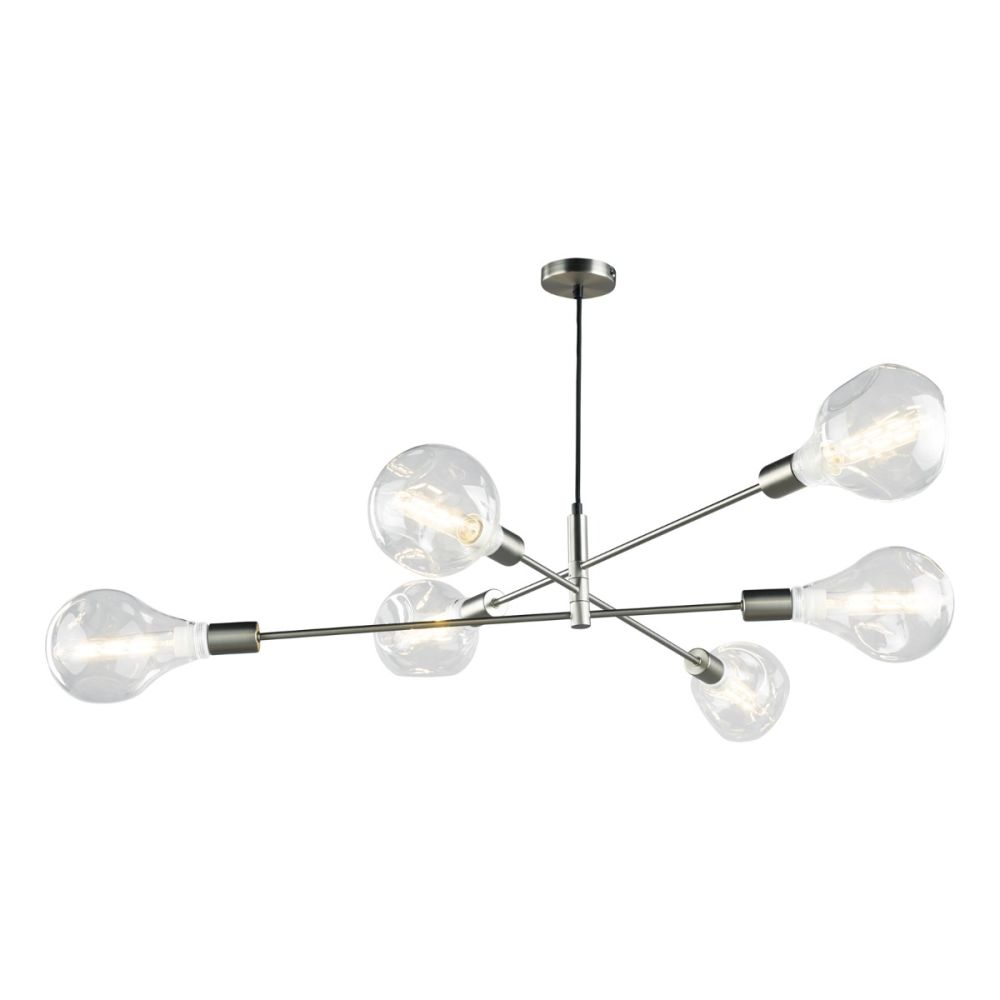 Dar Lighting Alana 6 Light Pendant Satin Chrome