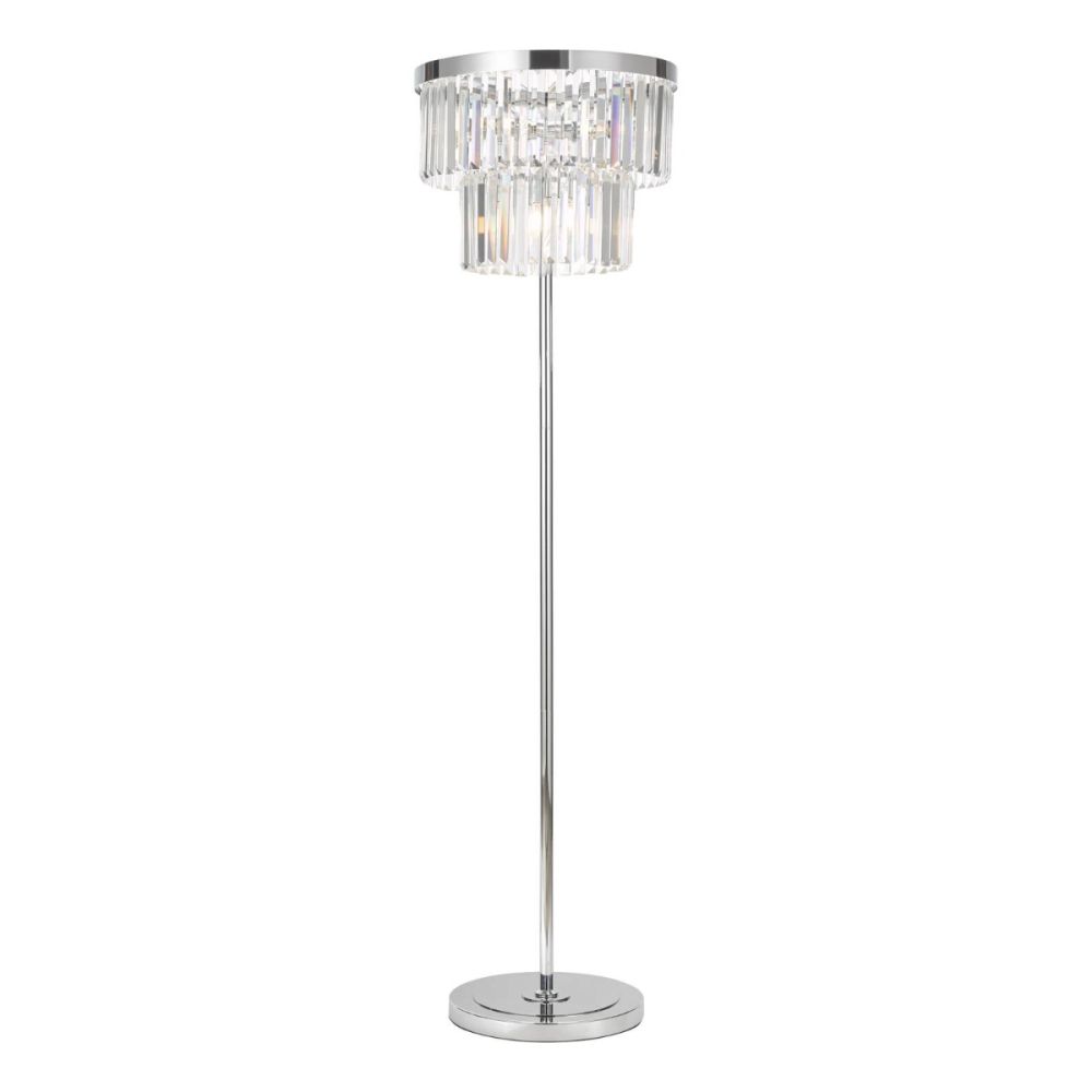 Angel 6 Light Floor Lamp Polished Chrome Crystal