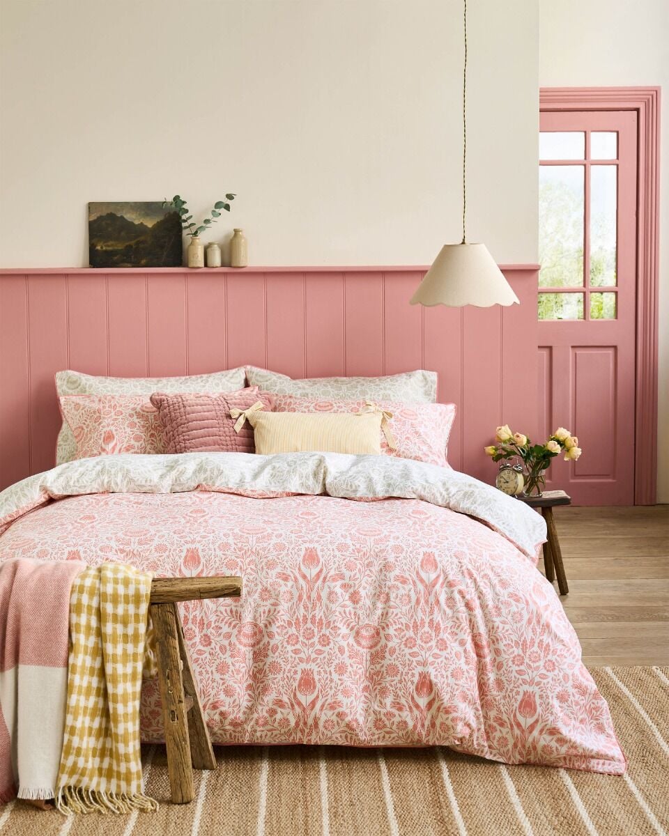 Laura Ashley Ashstead Damask Natural Coral Bedding