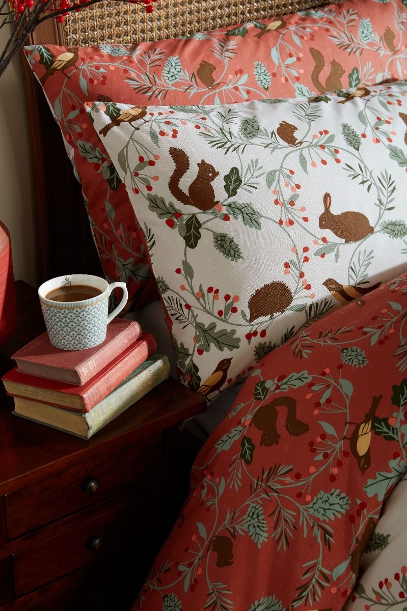 Laura Ashley Autumnal Woodland Crimson red  Duvet Set