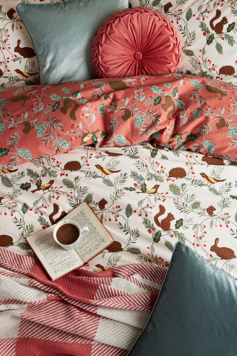 Laura Ashley Autumnal Woodland Crimson red  Duvet Set