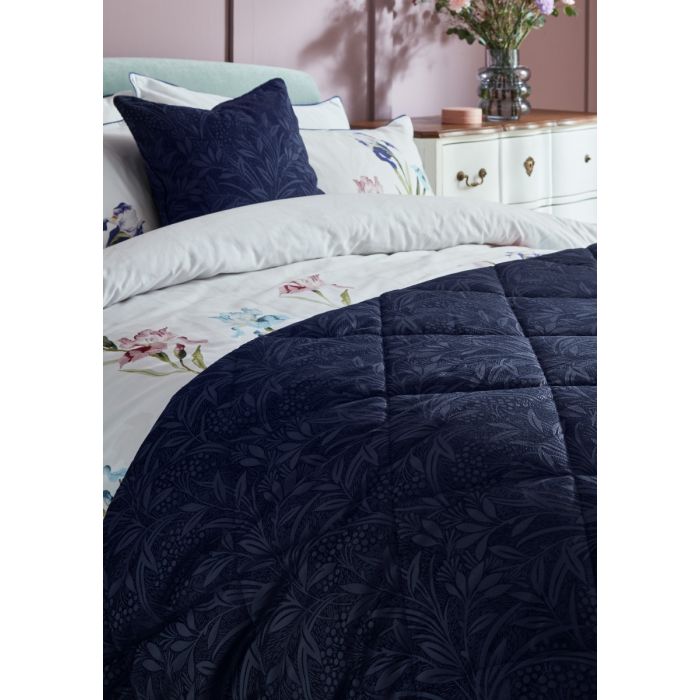 Laura Ashley Barley Embossed Midnight Navy 235x235cm Quilted Bedspread