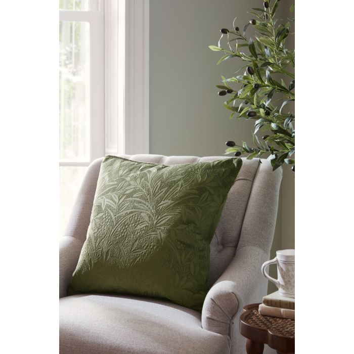 Laura Ashley Barley Embossed Olive Green 50x50cm Cushion