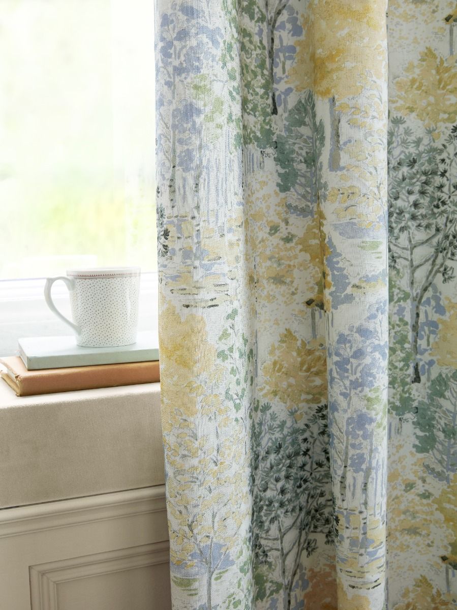 Laura Ashley Bernwood Ochre Yellow Ready Made Eyelet Curtains