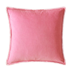 Bluebellgray Blanket Stitch Velvet Coral Pink Microfibre 45x45cm Cushion