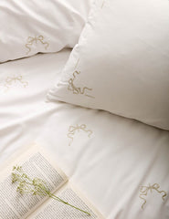 Historic Royal Palaces Bow Embroidery White Natural Bedding