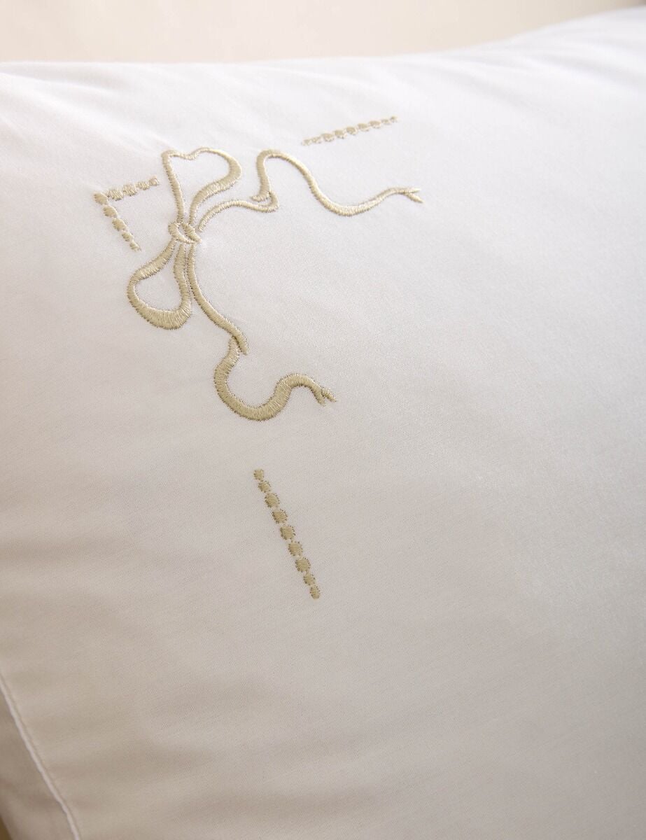Historic Royal Palaces Bow Embroidery White Natural Bedding