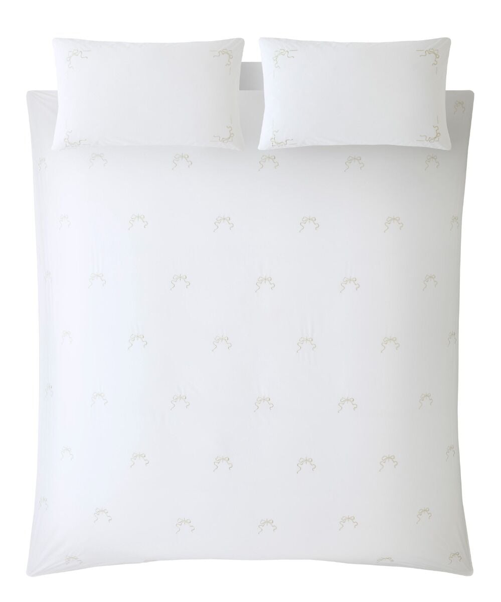 Historic Royal Palaces Bow Embroidery White Natural Bedding
