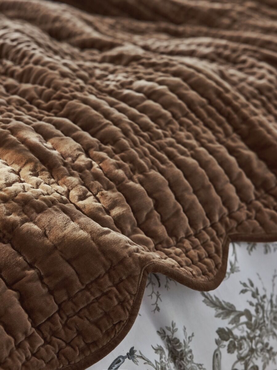 Laura Ashley Brady Scalloped Caramel 180x235cm Bedspread