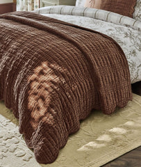 Laura Ashley Brady Scalloped Caramel 180x235cm Bedspread